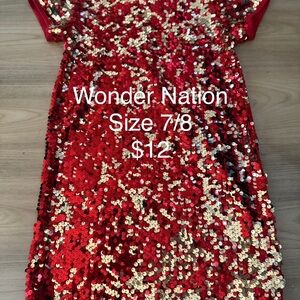 Wonder Nation Red and Gold Sequin Kids Dress